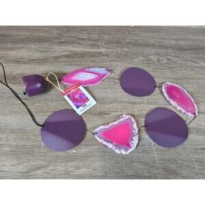 Woodstock Agate Cascade Pink Purple Crystals Windchimes 29 Inch NEW